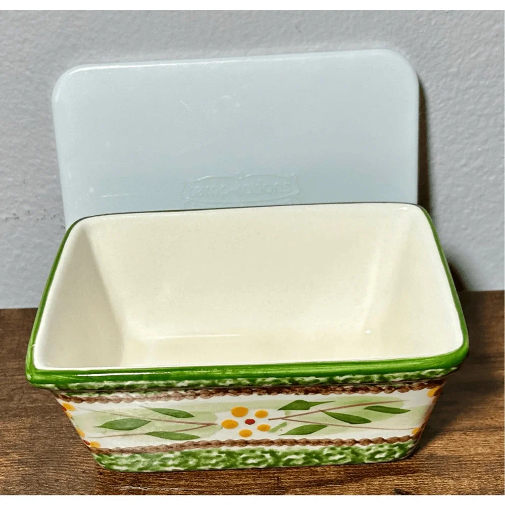 Temptations by Tara Presentable Ovenware Old World Green Small Loaf Pan w/ lid
